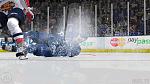 Getting knocked to the ice...